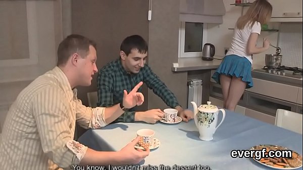 Flirty cutie screws for bucks in front of her own fella