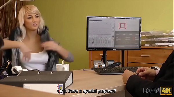 LOAN4K. Nice young lady gives a head and spreads legs in loan office