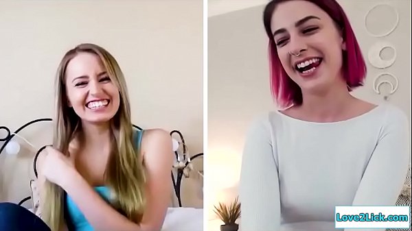 Brides to be have a video call.The small tits blonde masturbates her pussy as the colored hair girl watches.They masturbate and finger their pussies  