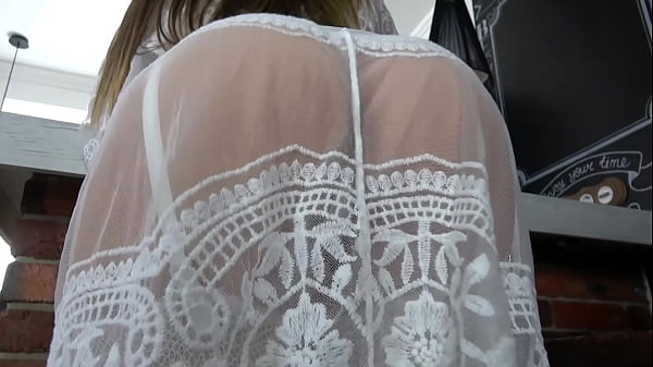 Gorgeous beauty in white lingerie fucks a guy with a huge dick