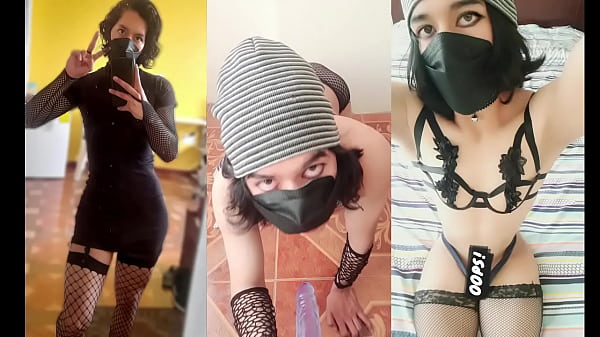 TrapyAle playing in her room with her fishnet lingerie and toys UwU 