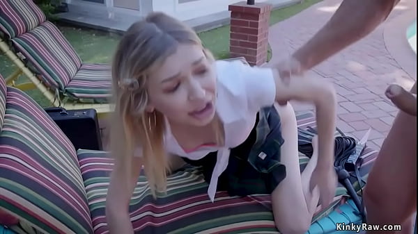 New husband Ramon Nomar of huge tits brunette Milf wife Jasmine Jae fucks throat to stepdaughter Mackenzie Moss outdoors then bangs them in bondage