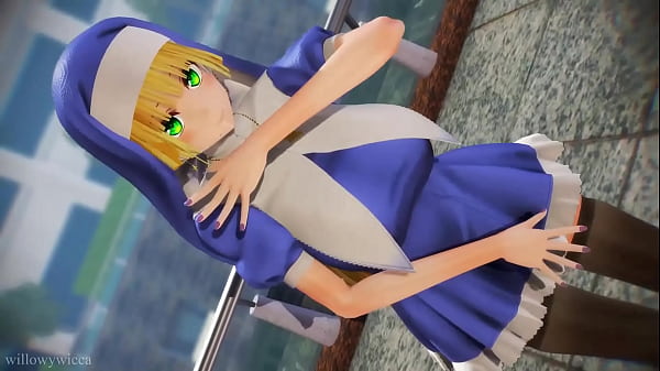 Animaci&oacute;n 3D - Chica disfrazada de monja con tetas grandes bailando