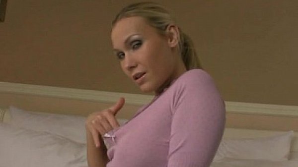 Blonde slut masturbating with her purple sex toy