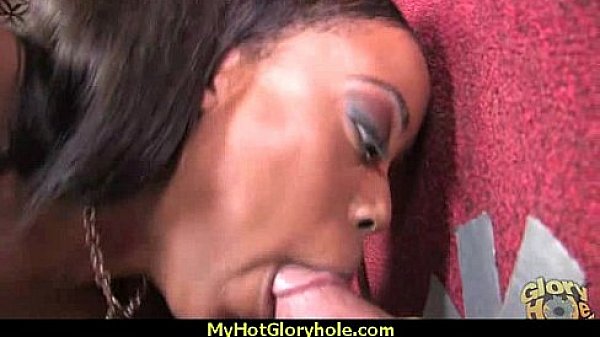 Ebony Hottie Milking Cocks in the Gloryhole 18