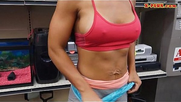 Muscular chick slammed by nasty pawn guy in the backroom