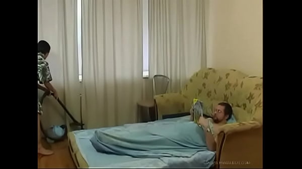 Young step Daughter cleaning the room gets fucked by old Father