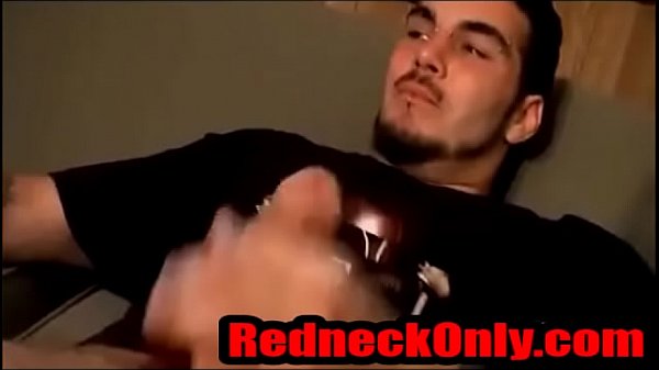 Straight Stocky hairy real man jacks his hard cock 