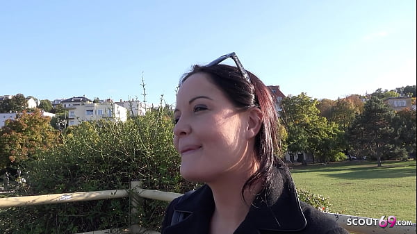 GERMAN SCOUT - Black Hair College Teen Pickup for Fuck by Big Dick Stranger 