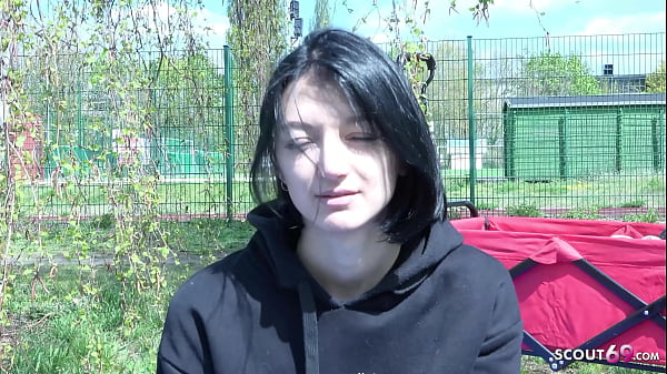 GERMAN SCOUT - Big dick in Tight Asshole at Public Model Job with petite Teen 