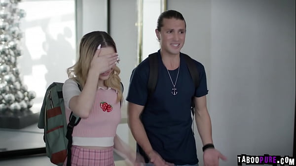 Steparents and stepsiblings together in bed having sex 