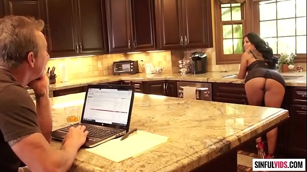 Busty milf Kiara Mia is horny in the kitchen  