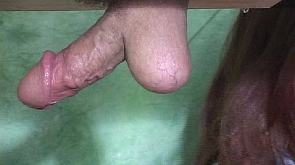 Balls are tied in rope while inserted via gloryhole