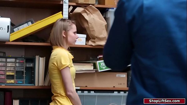 Skinny blonde shoplifter rammed by security guards big cock  