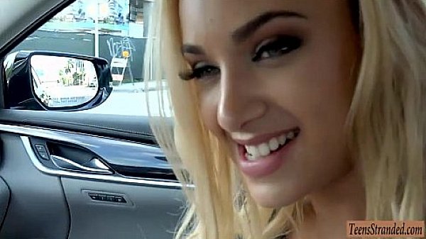 Cutie blonde teen babe Uma Jolie hitchhikes and gets banged