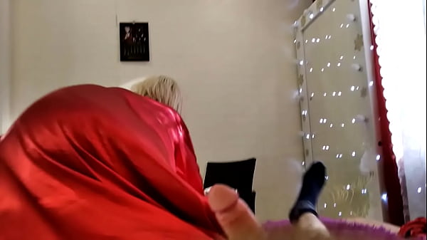 Mature lady in red, footjob, tit fucking, dirty talk, tongue on clitoris & a big cock in the mouth of a mature beauty...