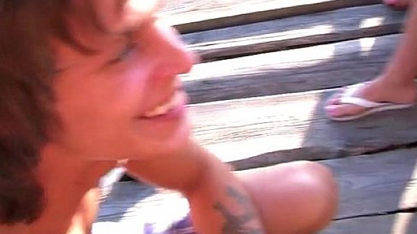 Wild outdoor party porn with sexy stud making two dicks cum