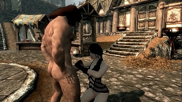 Skyrim Sofia gets fucked in the street in sexy lingerie and leather gloves.