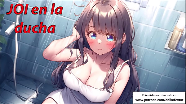 Instrucciones para masturbarse en la ducha con una novia hentai.