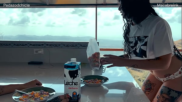 I fight with my stepbrother at breakfast and I end up with his penis inside my wet pussy