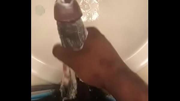 Jacking black cock in sink today