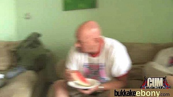 Hot ebony chick in interracial gangbang 12