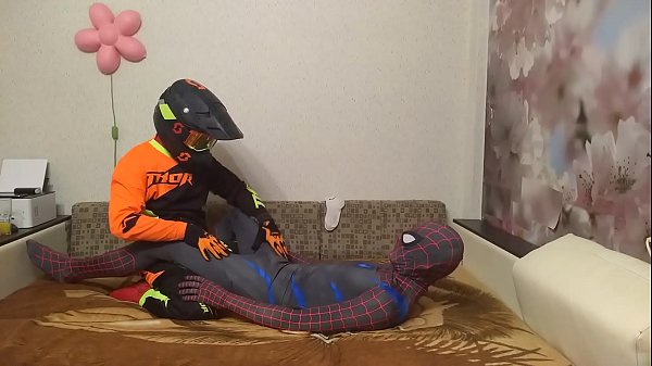 spidey and biker plays  