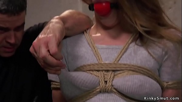 Natural busty brunette gagged by huge dick masters then in doggy spanked to red ass