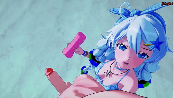 Kiana Kaslana gets mouth fucked and cummed on from your POV. 