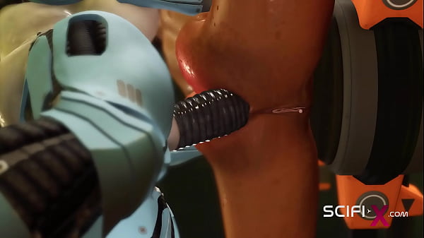 I just want your dick! Robot shemale fucks a sexy cuffed busty brunette in the sci-fi lab 