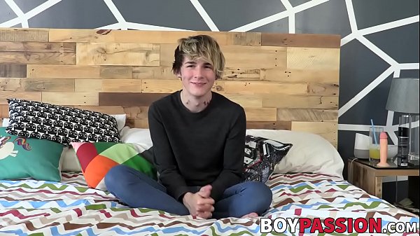 Lusty interviewed twink strokes his cock  