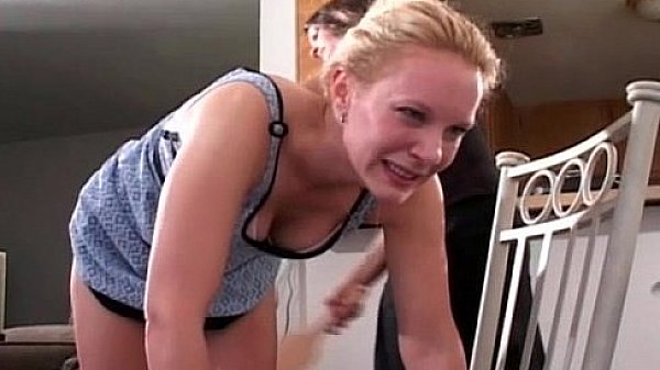 Blonde MILF gets bent over knees to get