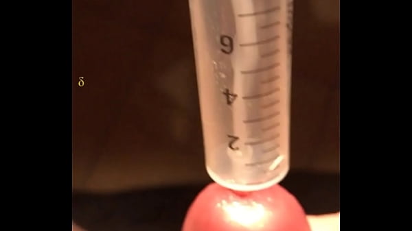 HHad some solo fun and collected a huge cumshot with an inserted urethra plug (10mm) into a syringe