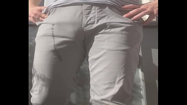 Young bro doesn't even try to hold it and wets himself on the balcony (probably training for bladder control)  