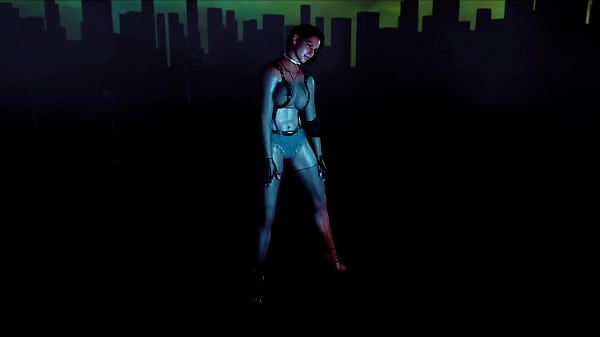 Fit slut Jill Valentine in revealing clothe shakes his ass in color show