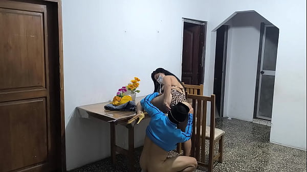 A Latino and his Arab friend are on a business visit to Colombia! The extravagant Latino fucks the waitress who serves them. 