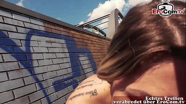 Public flashing Sex Date at berlin freeway with german tattoo slut 