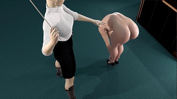 3D animation - girl gets the cane  