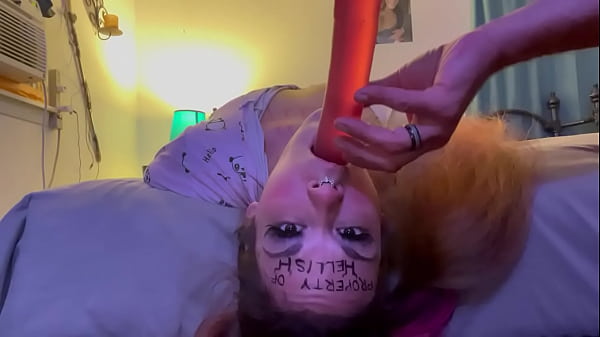 Princess Throats a Double-Sided Dildo