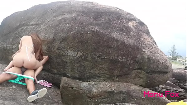 Pornstar Manu Fox anal sex with no condom on the public beach  