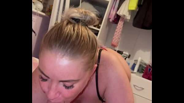 Step sister suck he&rsquo;s hard dick, he get up and fuck her mouth  