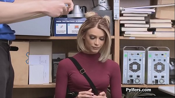 Shoplifting blonde sucks cock after being caught