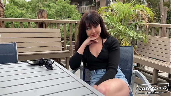 Adorable girl next door lets her neighbor pound her pussy and fill her up!