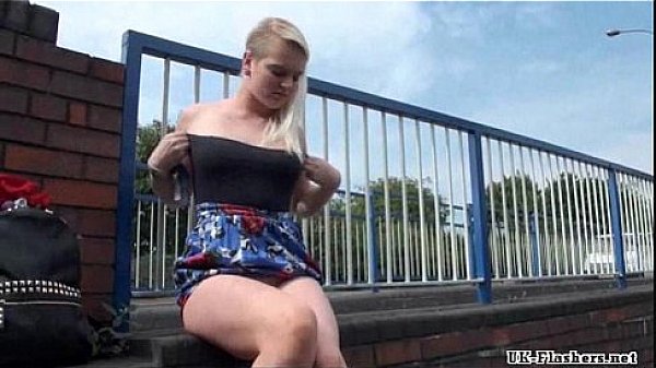 Blonde teen Carly Rae in public nudity and rude exhibitionist outdoor masturbati