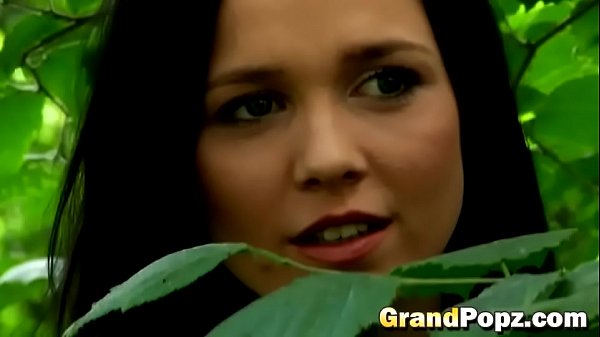 Horny grandpa has a deep forest adventure with a sexy teen