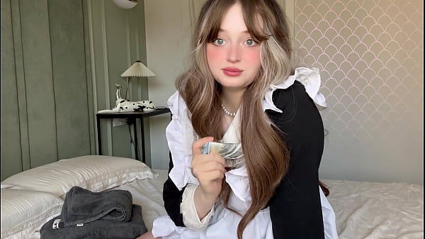 Teen part-time sexy Maid getting caught on web camera in hotel. Dripping wet pussy for extra tip