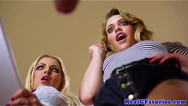 Beautiful blonde duo fuck a gardener together