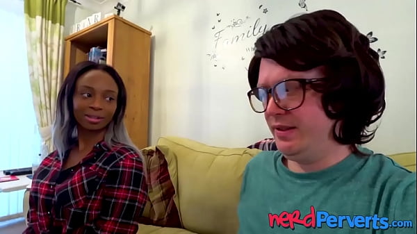 Busty ebony pounded by slick nerd