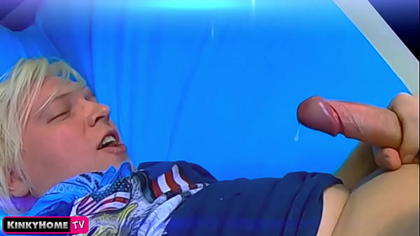 Chubby guy eating hiw own cum