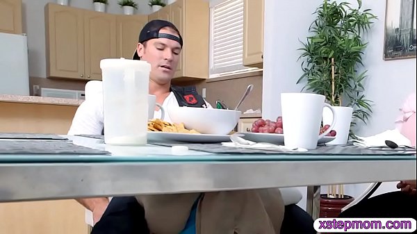 Stepmom sucks off cock of her stepadaughter boyfriend